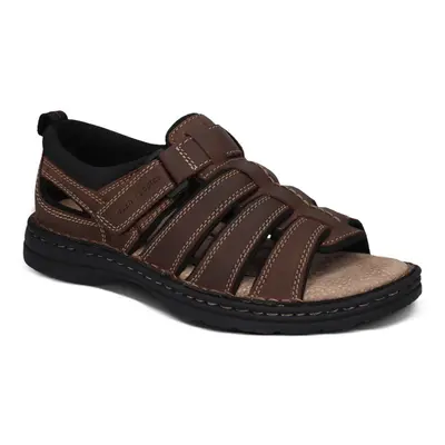 (Brown, UK) HUSH PUPPIES SPARTAN Mens Leather Wide Fit Comfort Sandals Shoes Slip On