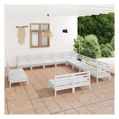 vidaXL Garden Lounge Set Outdoor Lounge Set Piece Solid Wood Pine White