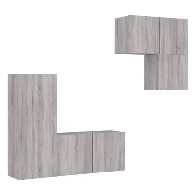 (grey sonoma) vidaXL TV Wall Units Piece Floating TV Wall Unit TV Stand Engineered Wood