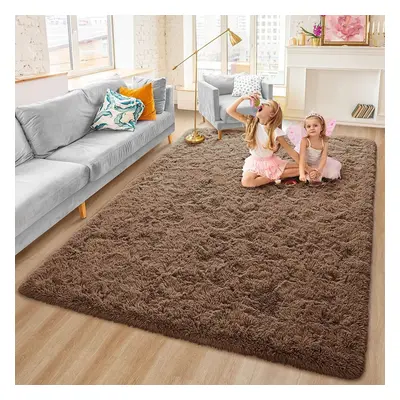 (160cm x 230cm OR 5ft 3" x 7ft 6"- Large Area Rug, Brown- Shaggy Rugs) Non-Slip Rugs Shaggy Rug 