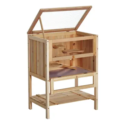 PawHut Wooden Hamster House | Large Wooden Hamster Cage