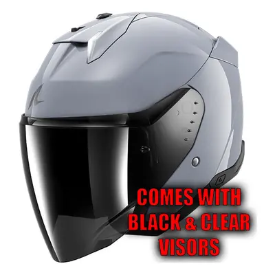 (XS) Shark Skwal i3 Jet Open Face Helmet Dark Shadow Silver