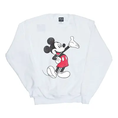 (M, White) Mickey Mouse Womens/Ladies Traditional Wave Sweatshirt