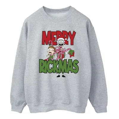 (L, Sports Grey) Rick And Morty Womens/Ladies Merry Rickmas Sweatshirt