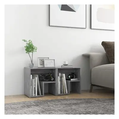 vidaXL 2x Bed Cabinets Concrete Grey Engineered Wood Side Table Nightstand