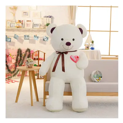 (110cm, White) 75/90/110cm Large Teddy Bear Plush Toy Lovely Huge Stuffed Soft Bear Wear Bowknot