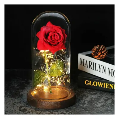 (Beige) Rose Flower Glass Bottle LED String Lights Mother's Day Gift