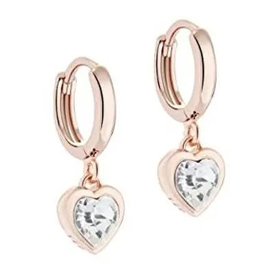 Ted Baker Hanniy Crystal Heart Huggie Earring (Rose Gold Tone/Crystal)