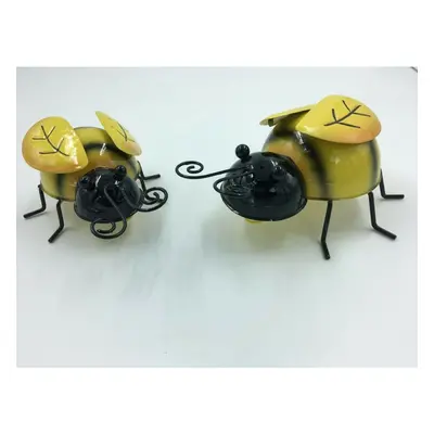 2 x Steel Decorative Colourful Yellow Decor Bees Fun Garden Wall Art