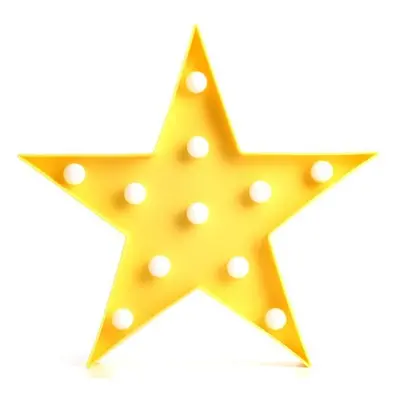 (Yellow) Cute LED Five-Pointed Star Night Light for Baby Kids Bedroom Home Decor