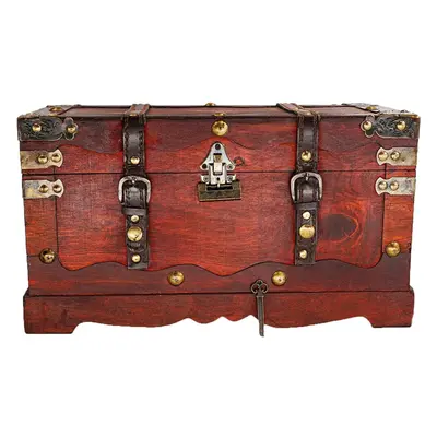 (New York 15,5x 7,5x8,7inch) Pirate Treasure Chest Storage Box - Durable Wood and Metal Construc