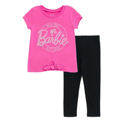 Barbie Toddler Girls T-Shirt and Leggings Outfit Set Pink/Black 4T