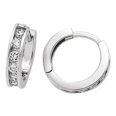 Jewelco London Ladies Sterling Silver Cubic Zirconia Eternity Huggie Hoop Earrings 17mm - GVE249