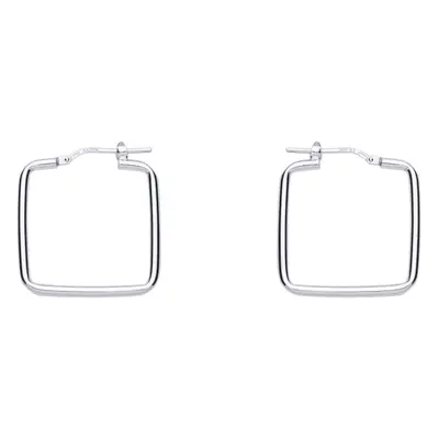 Jewelco London Ladies Sterling Silver Square Shape Hoop Earrings 23mm - ER99