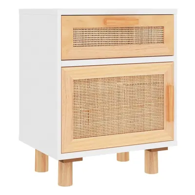 (White, 1) vidaXL 1/2x Solid Wood Pine Bedside Cabinet Natural Rattan Table Multi Colours