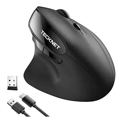 TECKNET Ergonomic Rechargeable Mouse, 2.4G Wireless Vertical Mouse with Adjustable DPI (800/1200