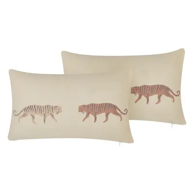 Set of Cushions NIEREMBERGIA x cm Animal Beige