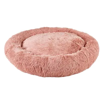 (Large, Pink) Plush Donut Dog Bed Anti Anxiety Calming Pet Bed