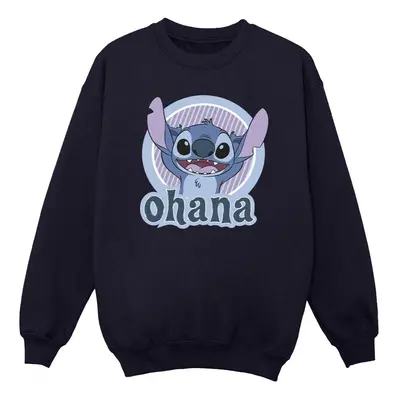 (L, Navy Blue) Disney Womens/Ladies Lilo And Stitch Ohana Circle Sweatshirt