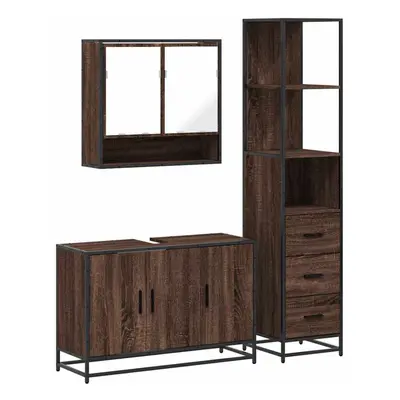 (brown oak) vidaXL Piece Bathroom Furniture Set Sonoma Oak Engineered Wood