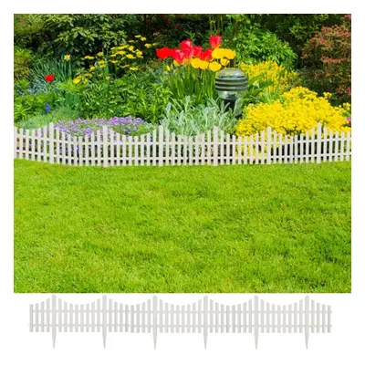 vidaXL 17x Lawn Divider White 10m Outdoor Garden Fence Panel Edging Barrier