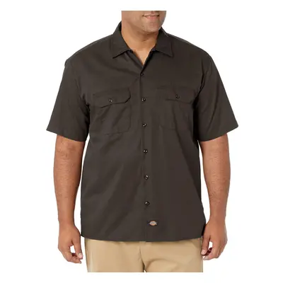 Dickies Mens Big and Tall Short Sleeve Work Shirt Dark Brown 2X Larg