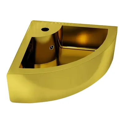 Wash Basin with Overflow 45x32x12.5 cm Ceramic Gold