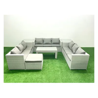 Fimous Rattan Garden Outdoor Furniture Set Seater Garden Sofa Oblong Coffee Table Set with Big F