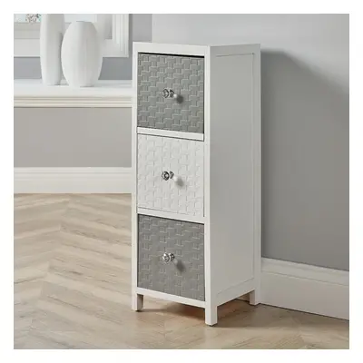 Crystal White and Grey Drawer Chest Storage Unit Fully Assembled