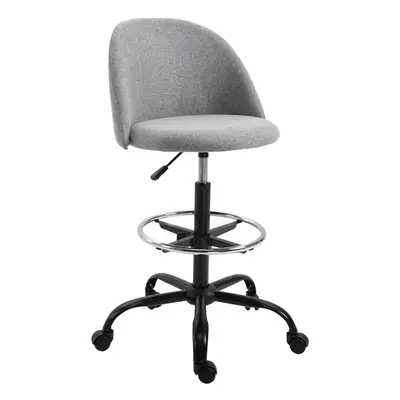 Vinsetto Draughtsman Chair Home Office Ergonomic Wheels Padded Seat Grey