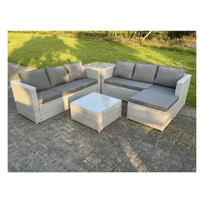 Fimous Seater PE Wicker Light Grey Rattan Garden Corner Furniture Sofa Sets Outdoor Patio Furnit