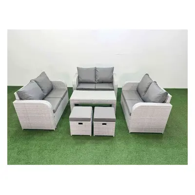 Fimous Seater PE Wicker Rattan Furniture Sofa Sets with Oblong Coffee Table Seater Love Sofa Sto