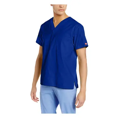 Dickies Men's Signature V-Neck Scrubs Shirt Galaxy Blue Medium