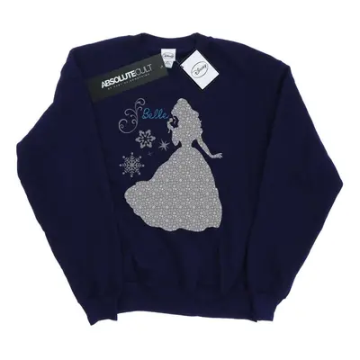 (S, Navy Blue) Disney Princess Womens/Ladies Belle Christmas Silhouette Sweatshirt