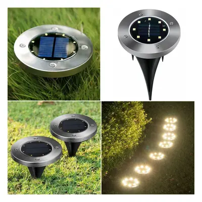 (8Pcs, Warm White) 8LED Solar Power Ground Lights Floor Decking Outdoor Garden Lawn Path Lamp