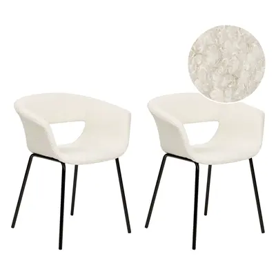 Set of Dining Chairs ELMA Boucle Off-White