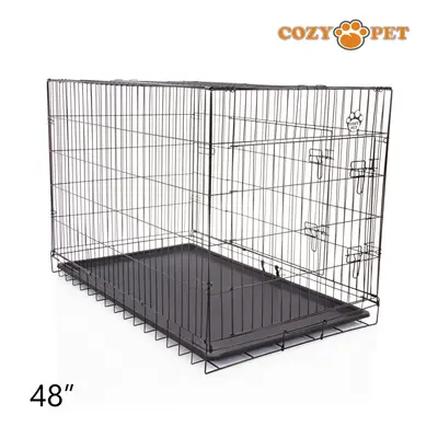 Dog Cage 48'' by Cozy Pet Puppy Crate Pen Metal Cage Black DCP48B