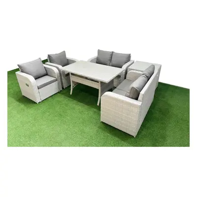 Fimous Seater Outdoor Reclining Chair Love Sofa Set Rattan Garden Furniture Set withSide Table L