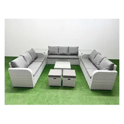 Fimous PE Rattan Lounge Sofa Set Seater Outdoor Garden Furniture Set with Square Coffee Table St