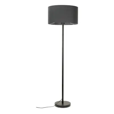 ValueLights Black Charlie Floor Lamp with Large Charcoal Reni Shade