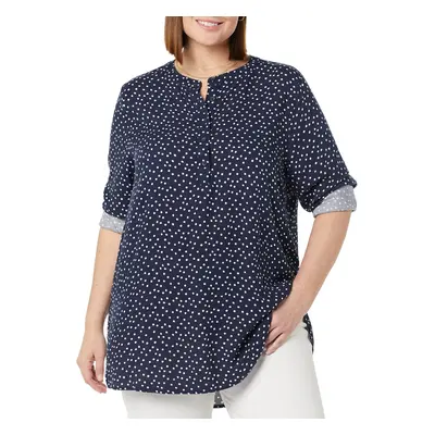 Amazon Essentials Womens Long-Sleeve Woven Blouse Navy Dots Large