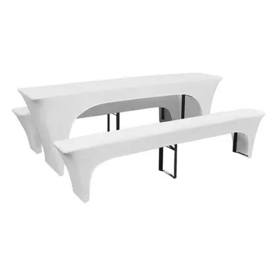 vidaXL 3x Slipcovers for Beer Table and Benches Stretch White 220x70x80cm Cover