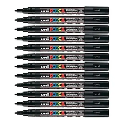 uni-ball Posca PC3M Marker Fine Tip Line Width 0.9-1.3 mm Ref - Black, Pack