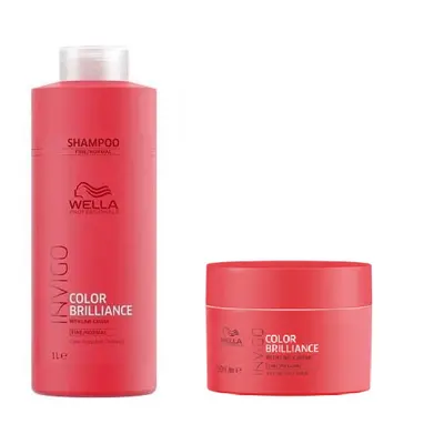 Wella INVIGO Color Brilliance Color Protection Fine/Normal Shampoo 1000ml and Vibrant Color Mask