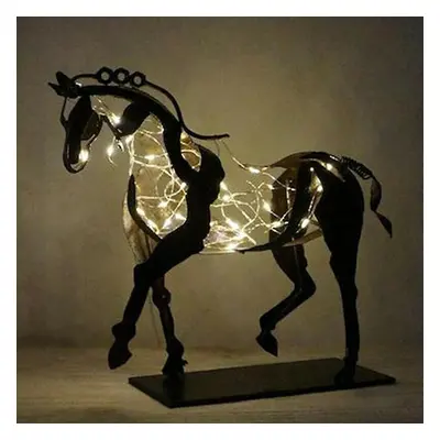 Horse Sculpture Adonis Horse Hollow Metal Ornaments With Light Tabletop Decoration