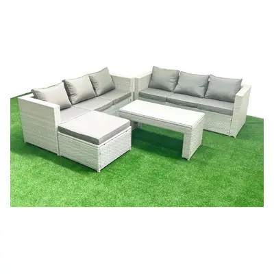 Fimous Seater Garden Outdoor Rattan Furniture Set Rattan Garden Sofa Oblong Coffee Table with Bi