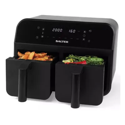 Salter EK4750BLK Dual Air Fryer - Double Drawer, 7.4L, 2400W - Black