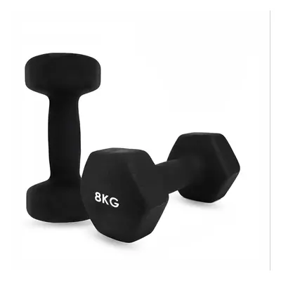 (2 x Kg Black) Dumbbell Hand Weights Ladies Dumbells Set Men Cast Iron Fitness Yoga Home Gym UK