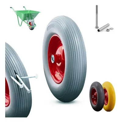 AREBOS PU solid rubber | spare wheel | 390mm | spare tyre for wheelbarrow | wheels sack barrow |