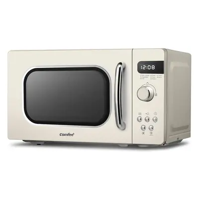 (Cream) Retro Style 800w 20L Microwave Oven with Auto Menus, Cooking Power Levels and Quick Cook